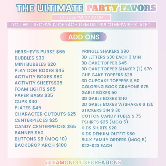 Party Favors Add-ons