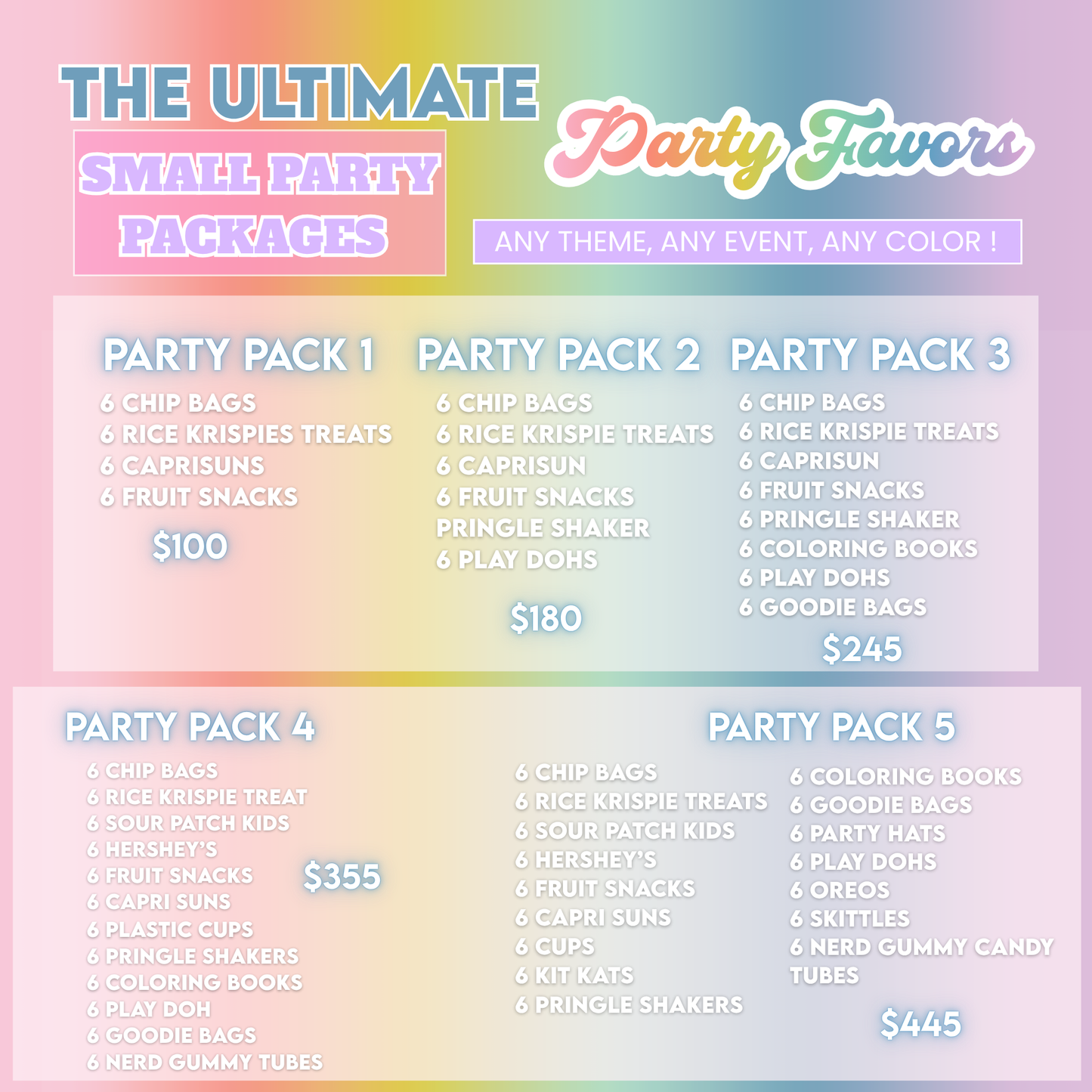 Small Party Packages- Party Favors